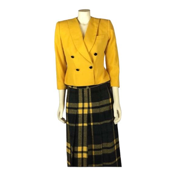 Vintage PETITE SOPHISTICATE yellow double breasted blazer size 2 - Picture 3 of 12